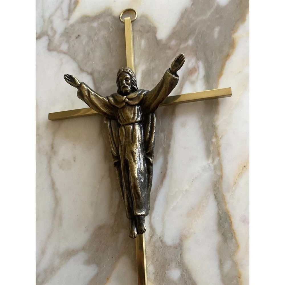 Bronze & Brass Wall Crucifix Jesus On Cross‎ Religious Home Decor 9